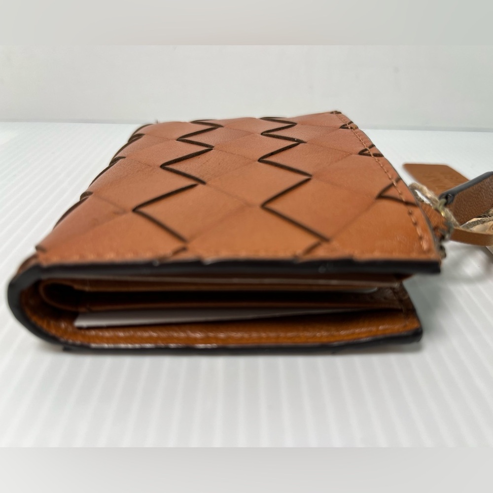 Genuine Leather Handcrafted Bifold Small Wallet w/Woven Leather Exterior - Picture 8 of 13